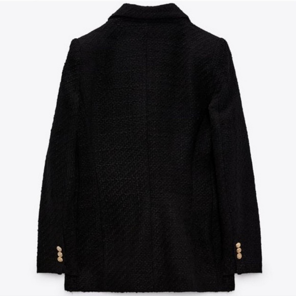 Zara | Black Tweed Blazer with Gold Buttons | Medium - Picture 4 of 10